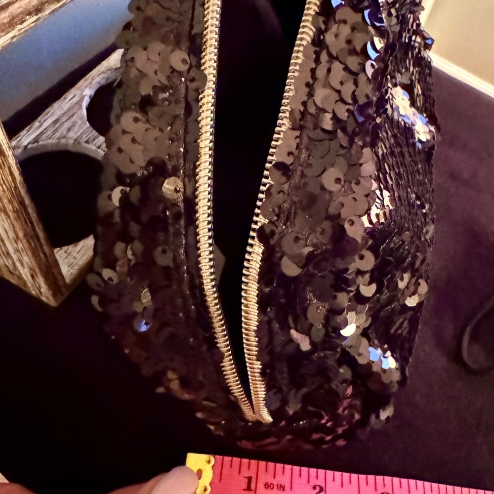 NWT NOBO black sequined bag & genuine leather hair accessories in red & black - Picture 11 of 11